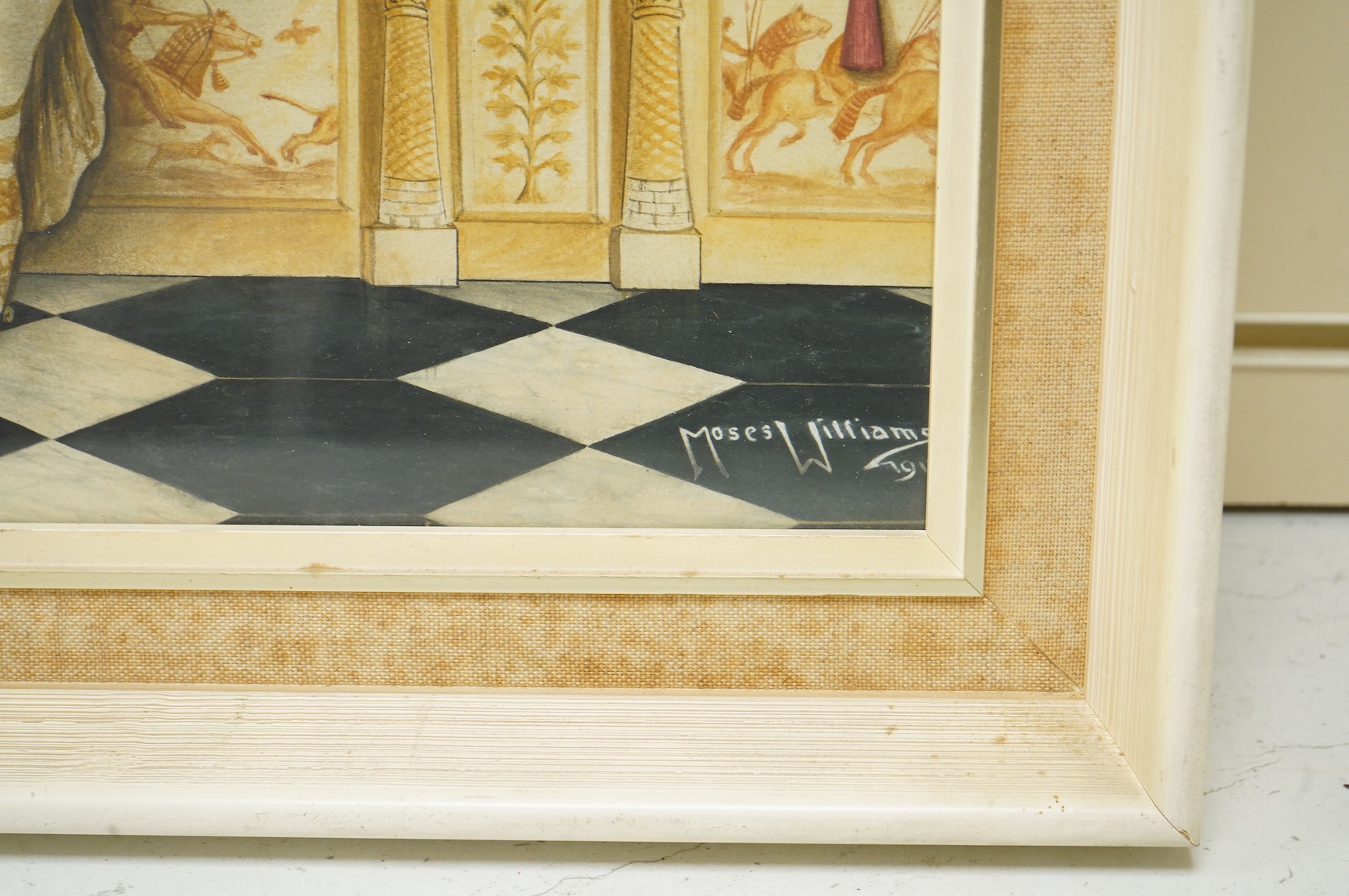 Moses Williams, Portrait of an Egyptian actor, signed and dated 1911, watercolour, together with a black and white photograph of the actor, indistinctly inscribed and dated 1914, largest 37 x 33cm